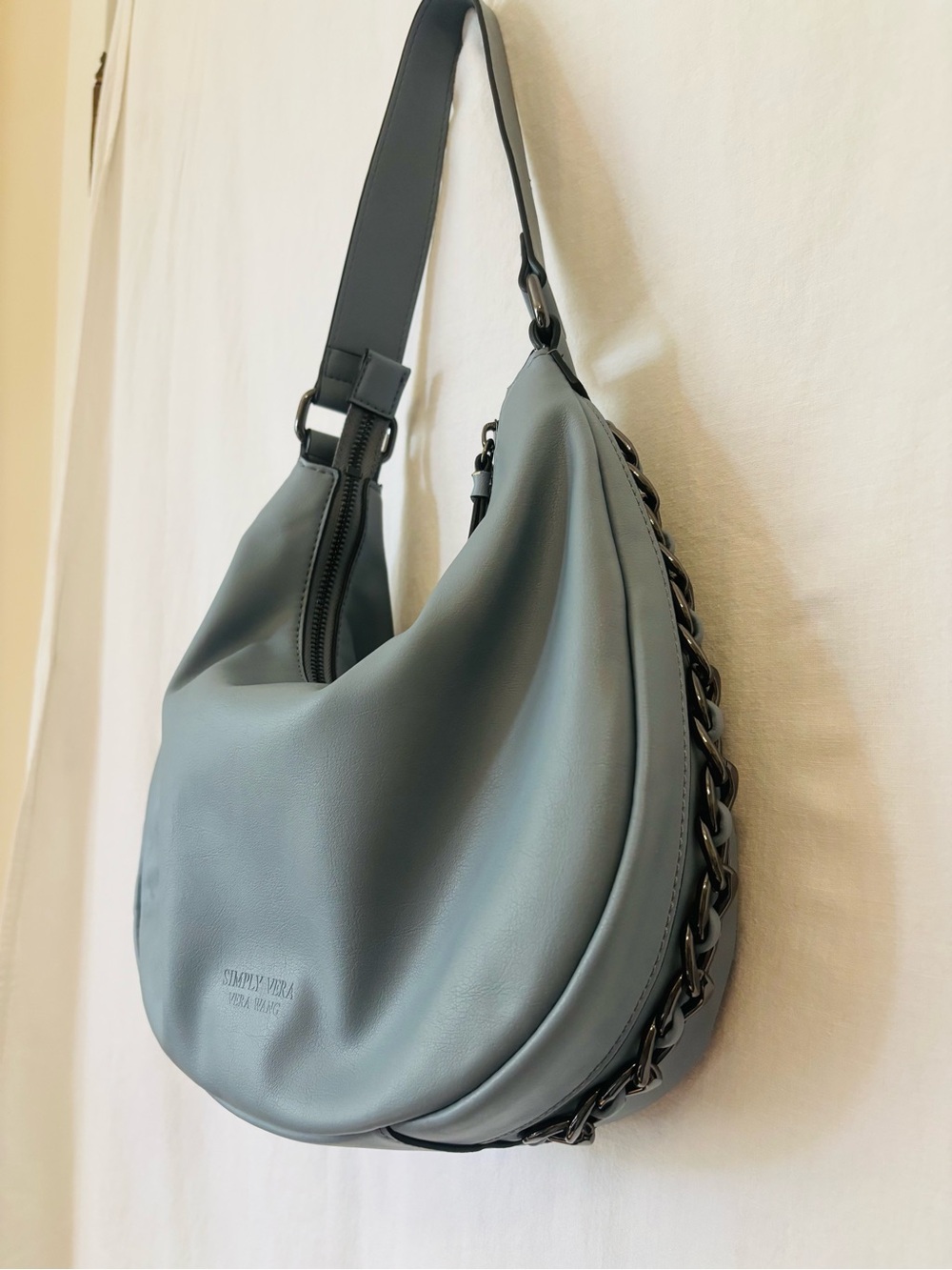 Cool Blue Crescent Moon Hobo Shoulder Bag